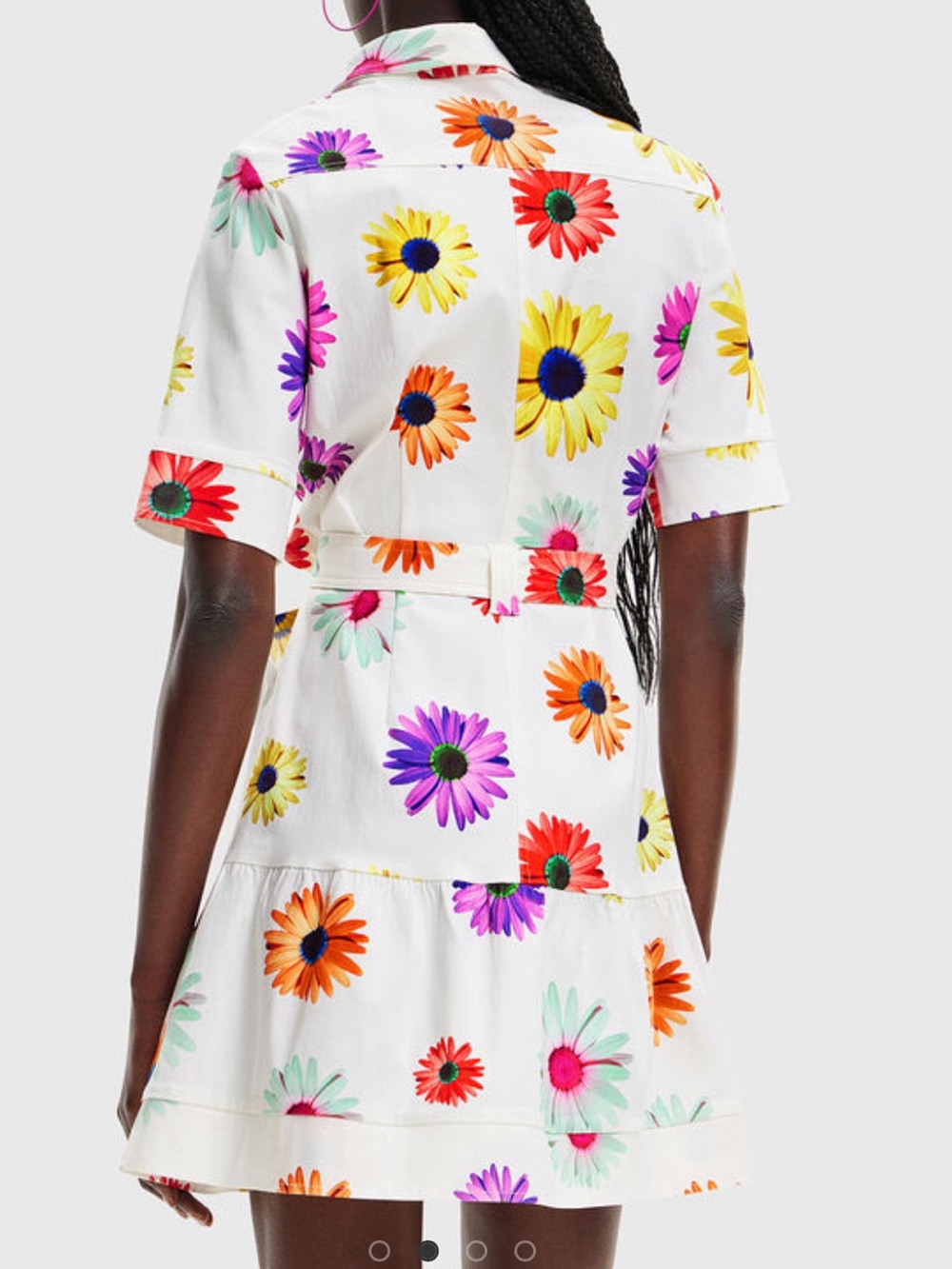 Desigual White Shirt with Bright Yellow and Blue Floral Accent - Picture 8 of 9